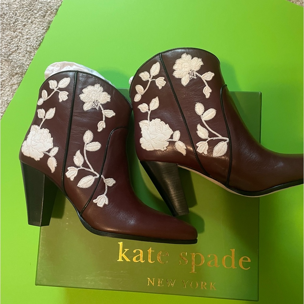 KATE SPADE NWOT womens dalton ankle boot burgundy 9.5 - Picture 5 of 10